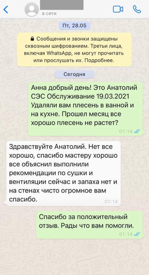 Уничтожение плесени отзыв